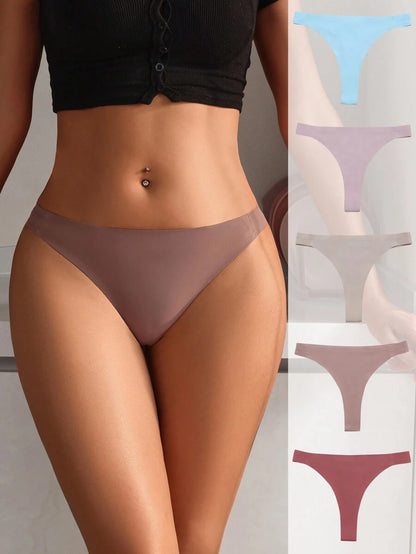 11053 A05-09 SHEIN 5 Piezas/set Ropa Interior De Tanga De Color Sólido