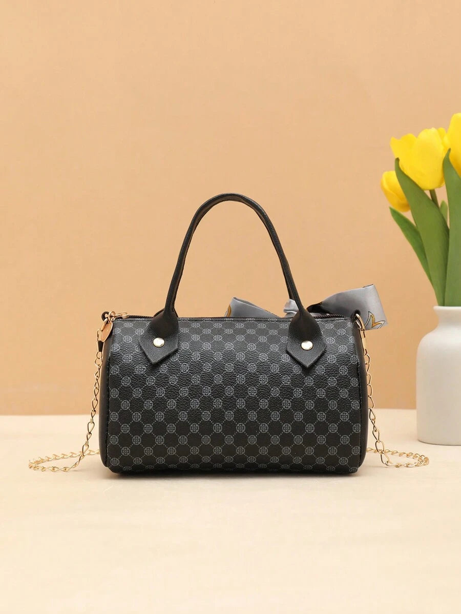 14915 1c-03-13 Bolso De Mano Chain & Scarf Print