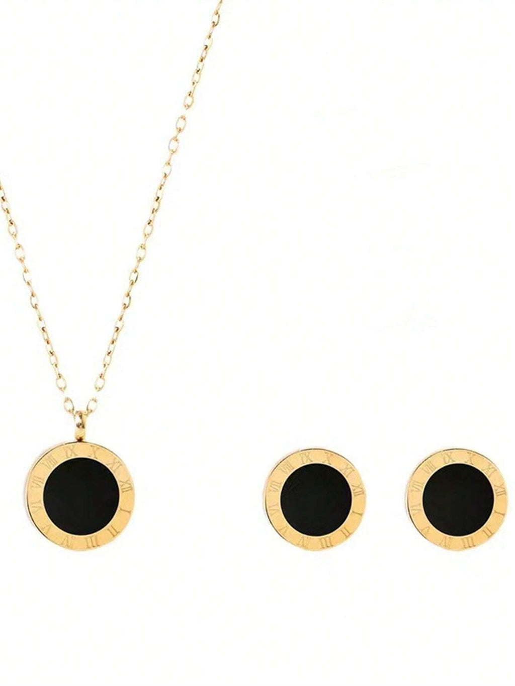 10055 1b-072 Set de Collar Y Pendientes Romanos De Acero De Titanio