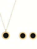 10055 1b-072 Set de Collar Y Pendientes Romanos De Acero De Titanio