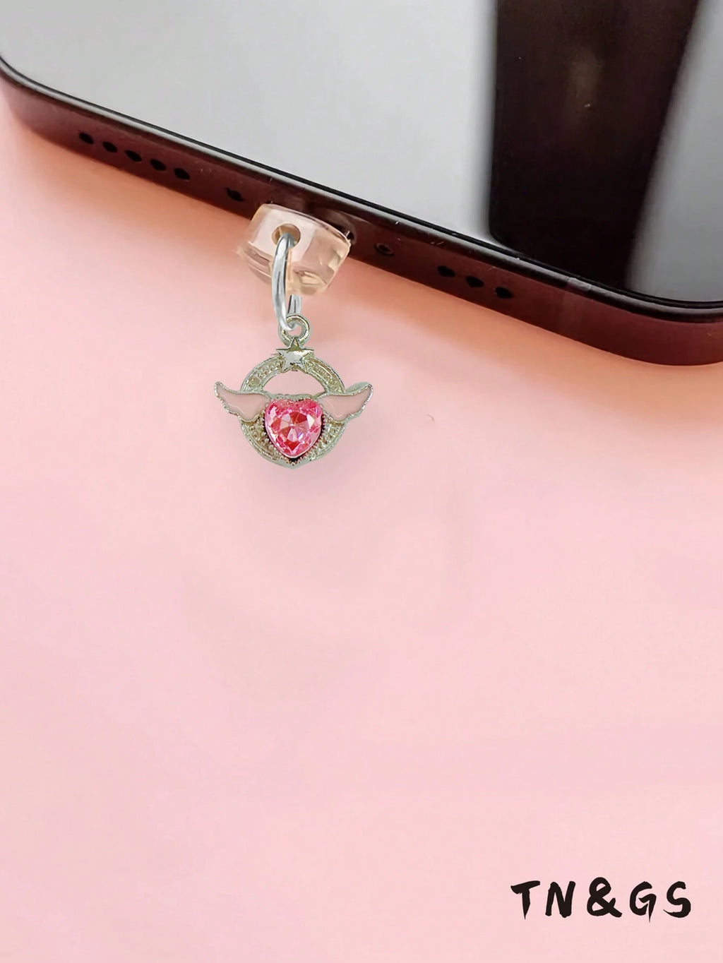 9286 2t-341 Tapón Anti-polvo De Puerto De Carga De Teléfono Móvil Con Los Pendientes Creativos De Angel