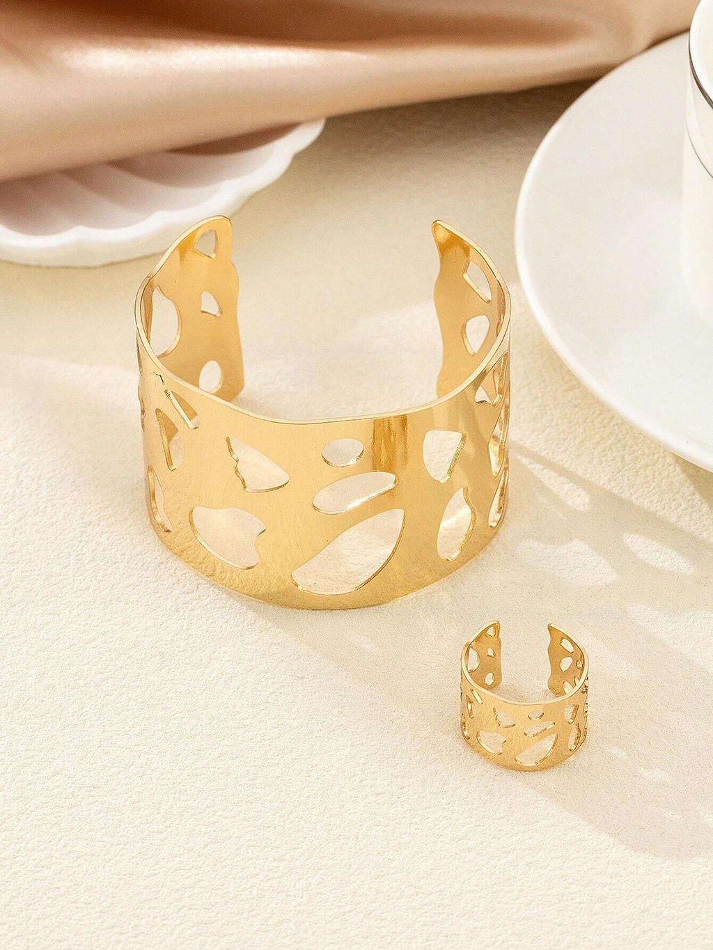 10056 1b-072 Set Conjunto De Pulsera Y Anillo Con Patrones