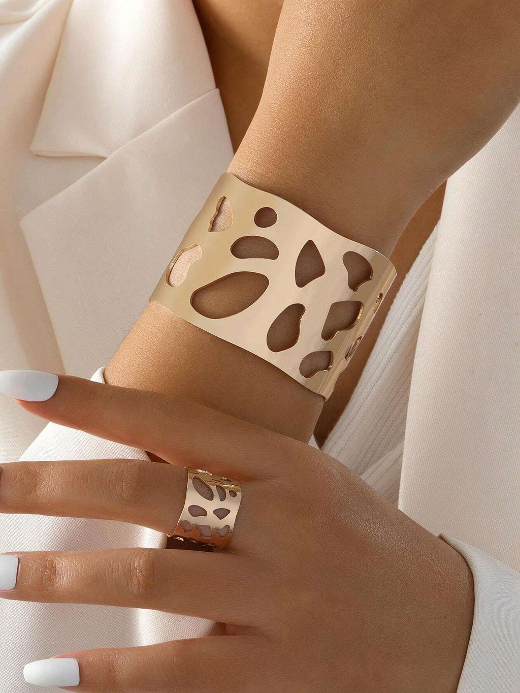 10056 1b-072 Set Conjunto De Pulsera Y Anillo Con Patrones