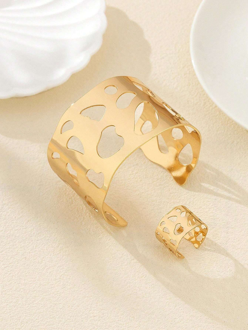 10056 1b-072 Set Conjunto De Pulsera Y Anillo Con Patrones