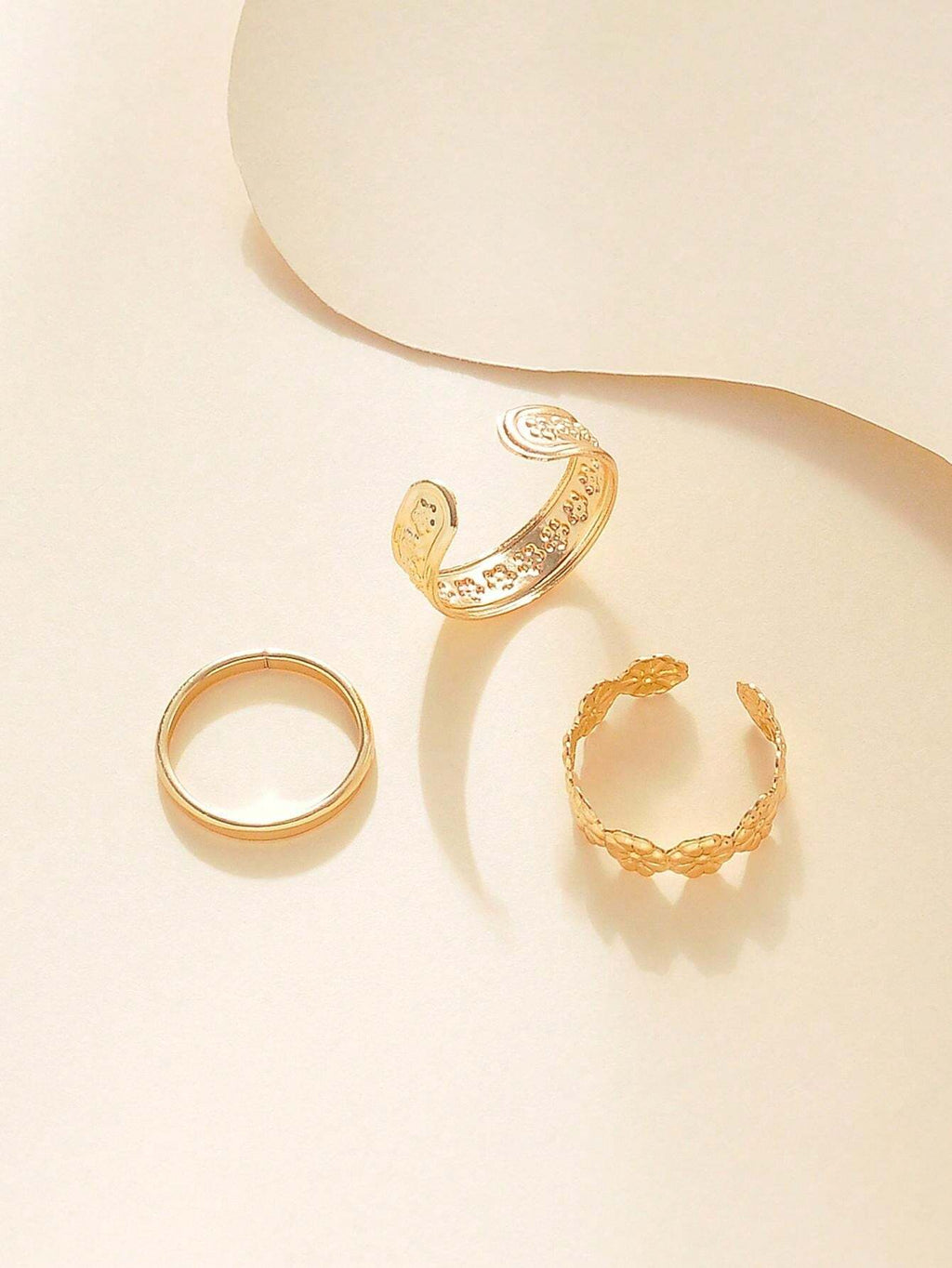 11639 1b-063 Juego De 3 Anillos Para Dedos De Los Pies De Mujeres Con Decoración De Flores Doradas Creativas Y Elegantes