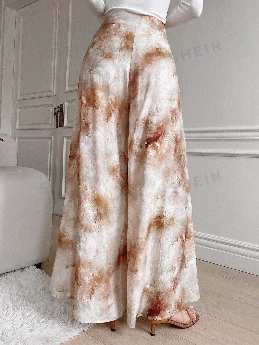 11661 1t-007 Pantalones De Pierna Ancha Tie Dye Para Mujer