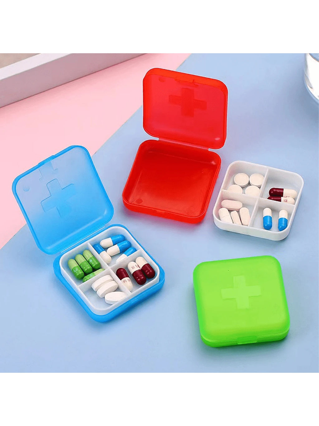 13332 1b-002 Caja Portátil De Píldoras 4 Compartimentos 2 Pzas