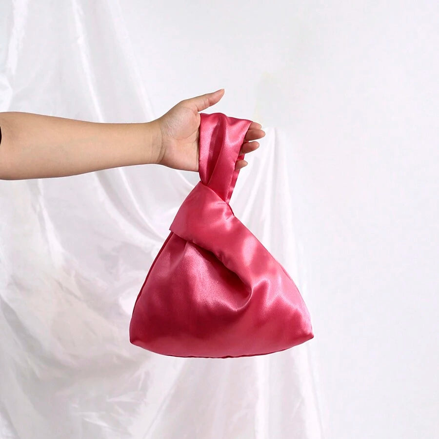 9970 1t-002 Bolso De Mano De Satén Con Bolsa De Muñeca Anudada