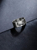 11487 1b-047 1 Pieza Anillo De Diseño De Corazón De Dibujos Animados Con Ojos Para Hombres De Acero Inoxidable