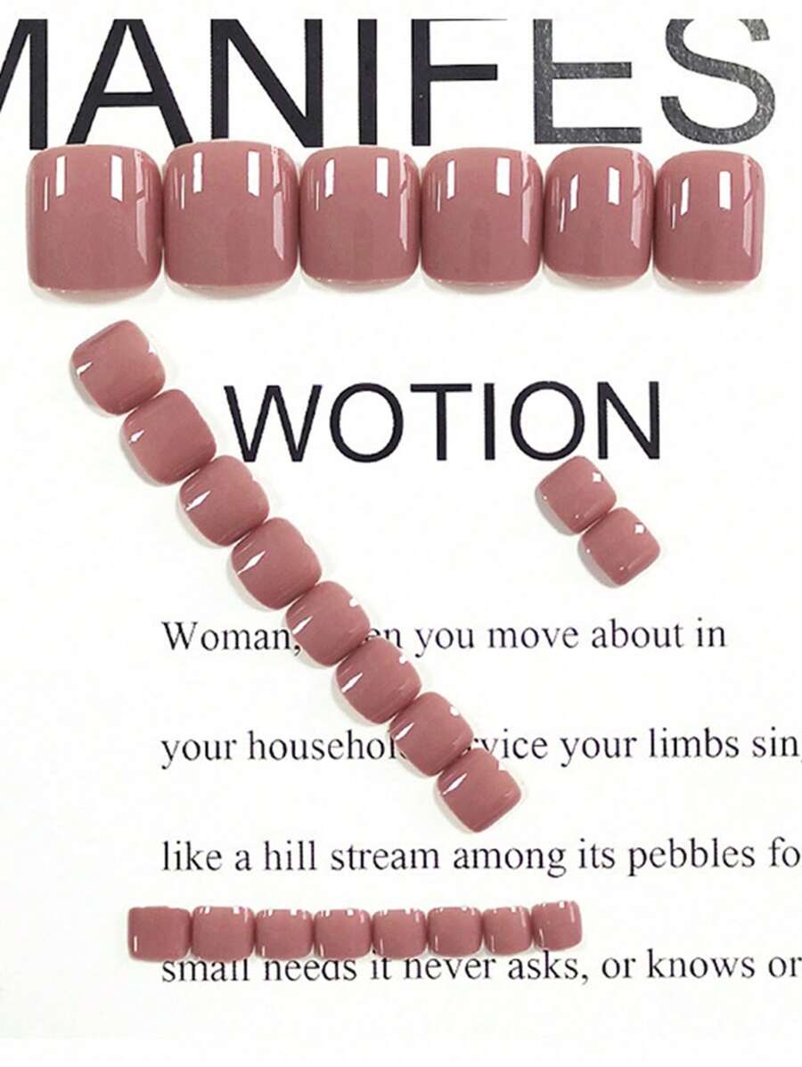 11018 1b-048 Uñas 24 Piezas/paquete De Pie Falsas De Forma Cuadrada Corta