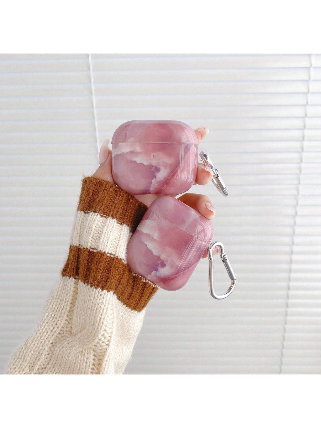 9623 2t-010 Funda compatible con Airpods con patrón de mármol