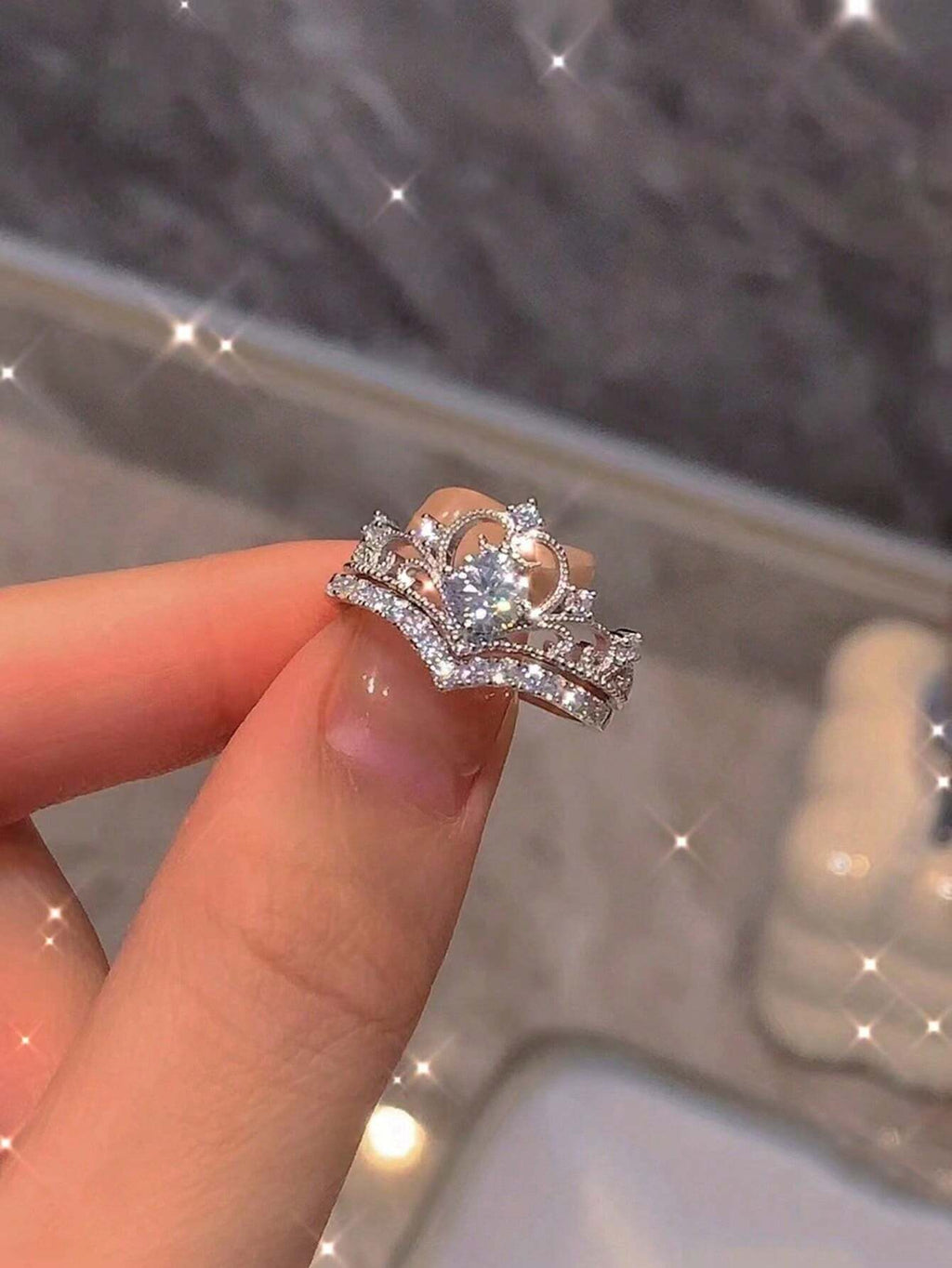 10322 1b-023 Dos Unids Anillo De Diamante Abierto De Corte Princesa Dulce