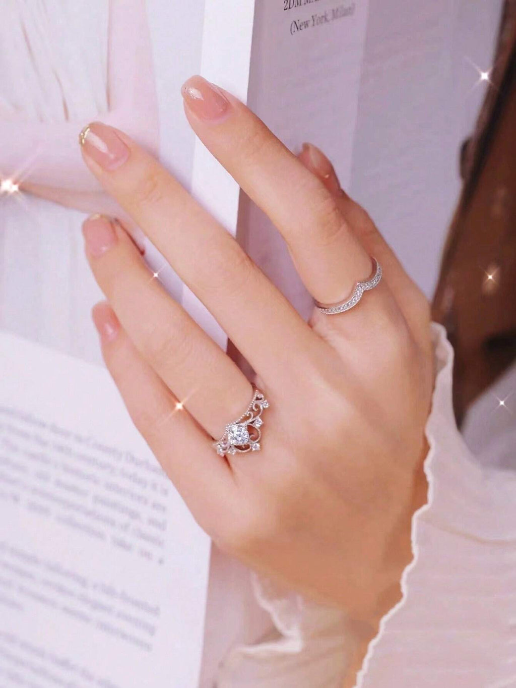 10322 1b-023 Dos Unids Anillo De Diamante Abierto De Corte Princesa Dulce