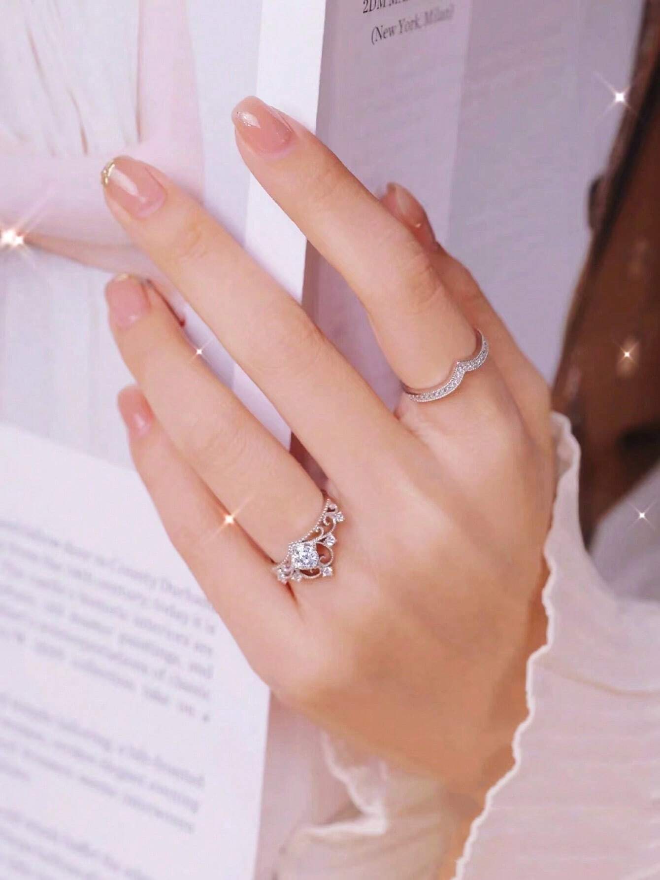 10322 1b-023 Dos Unids Anillo De Diamante Abierto De Corte Princesa Dulce