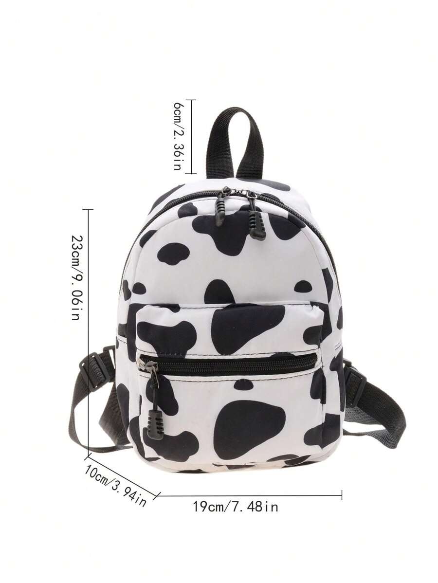 9975 1c-01-02  Mochila mini clásica de lona con patrón de vaca