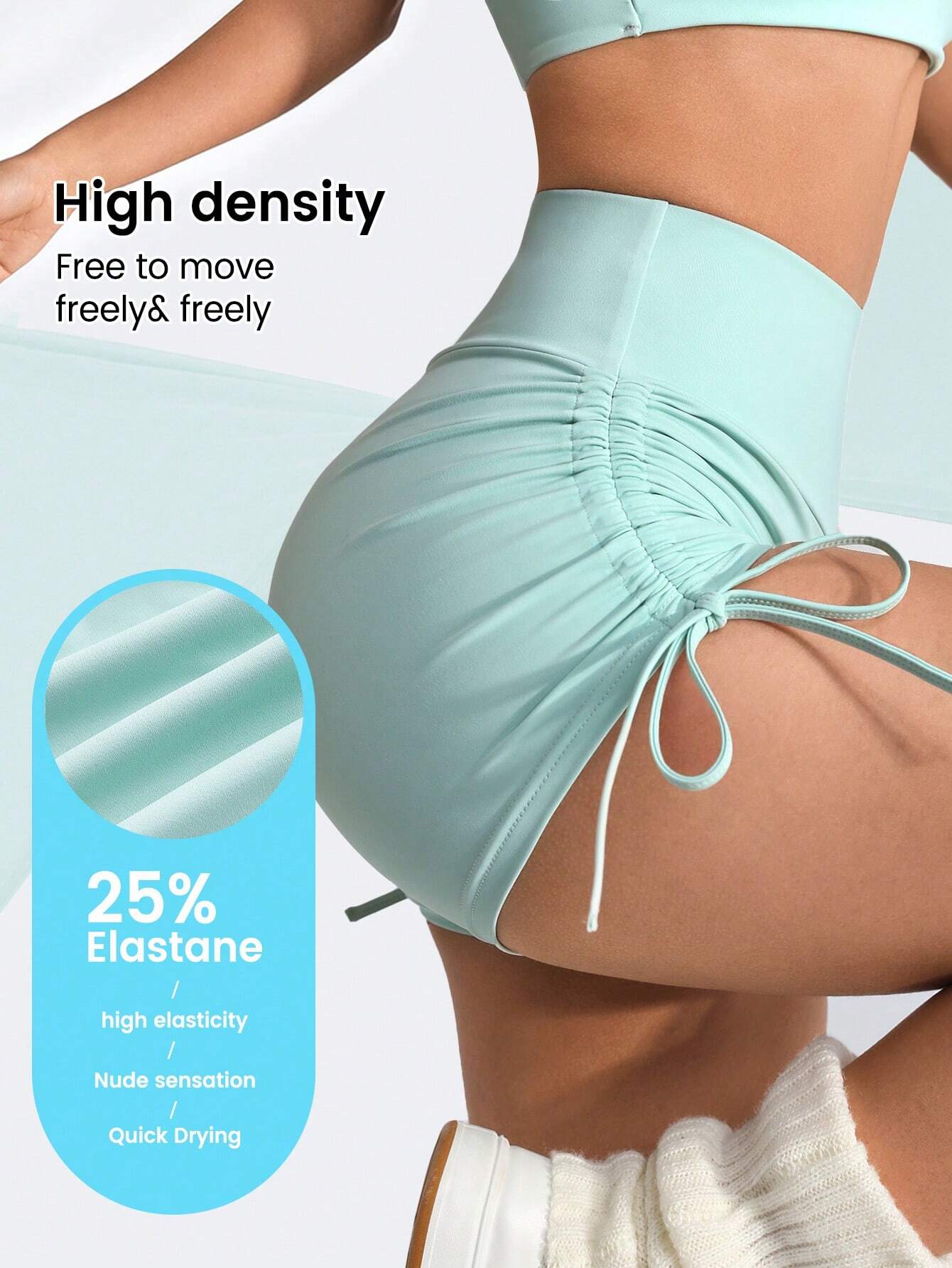 9847 1t-395 Short Deportivos Elásticos De Cintura Alta Para Yoga