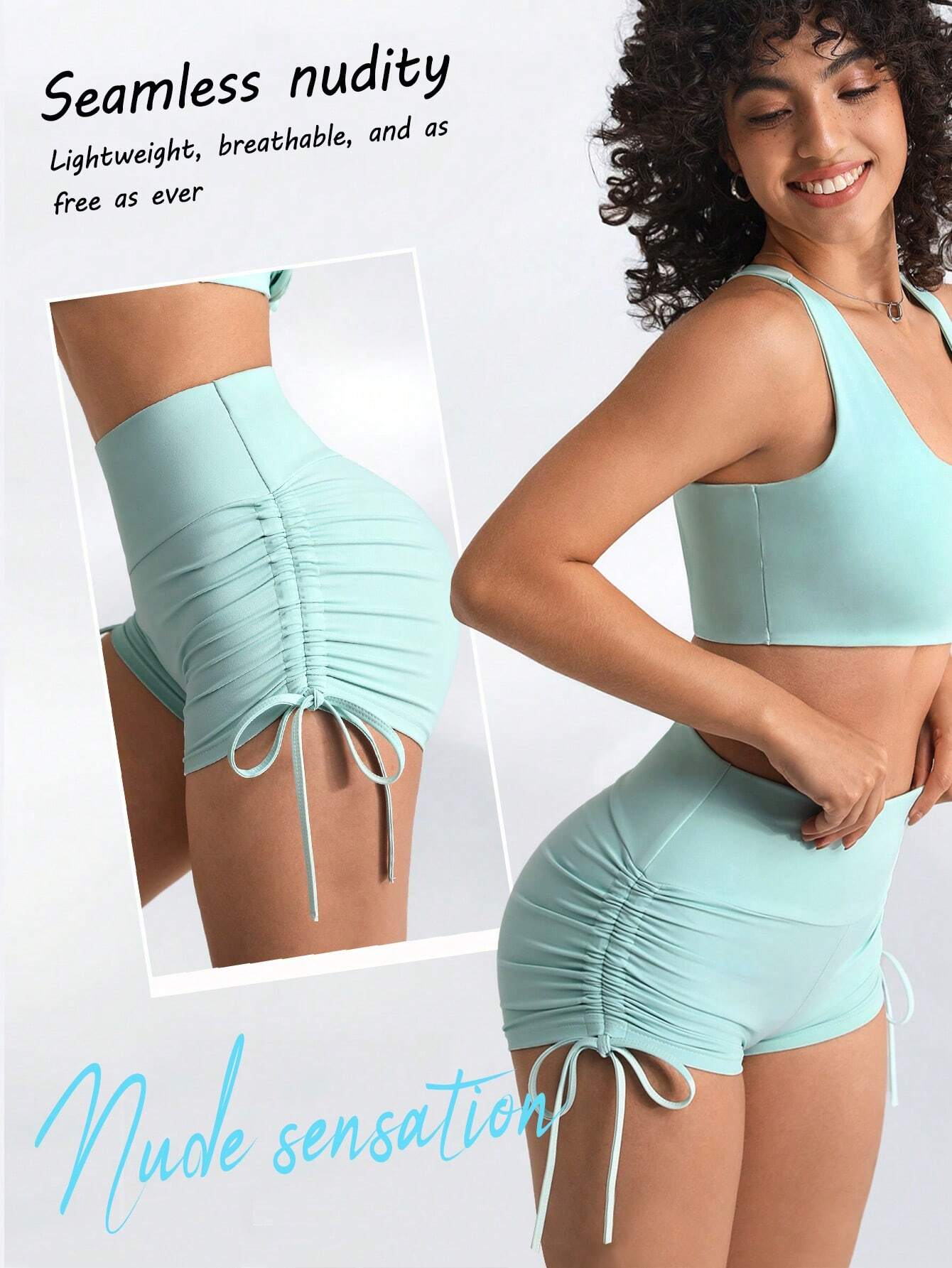 9847 1t-395 Short Deportivos Elásticos De Cintura Alta Para Yoga