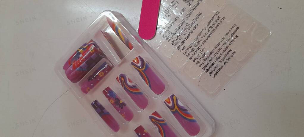 10965 1b-173 set Y2K Estético Largo Ataúd En Forma De Patrón Floral Puntas De Uñas