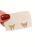 11243 B03-02 1 Par De Aretes De Lujo De Mariposa De Pedrería