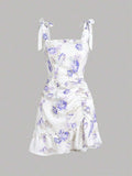 15837 1a-011 Vestido Cami De Flores Tejidas Con Dobladillo Con Volantes