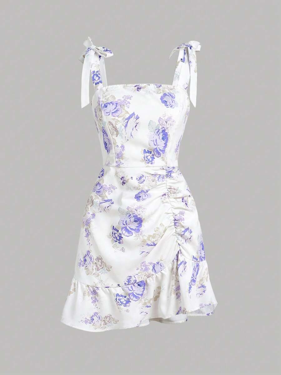15837 1a-011 Vestido Cami De Flores Tejidas Con Dobladillo Con Volantes