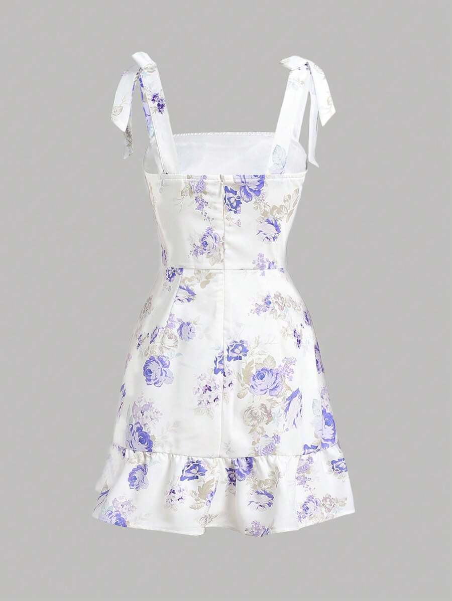 15837 1a-011 Vestido Cami De Flores Tejidas Con Dobladillo Con Volantes