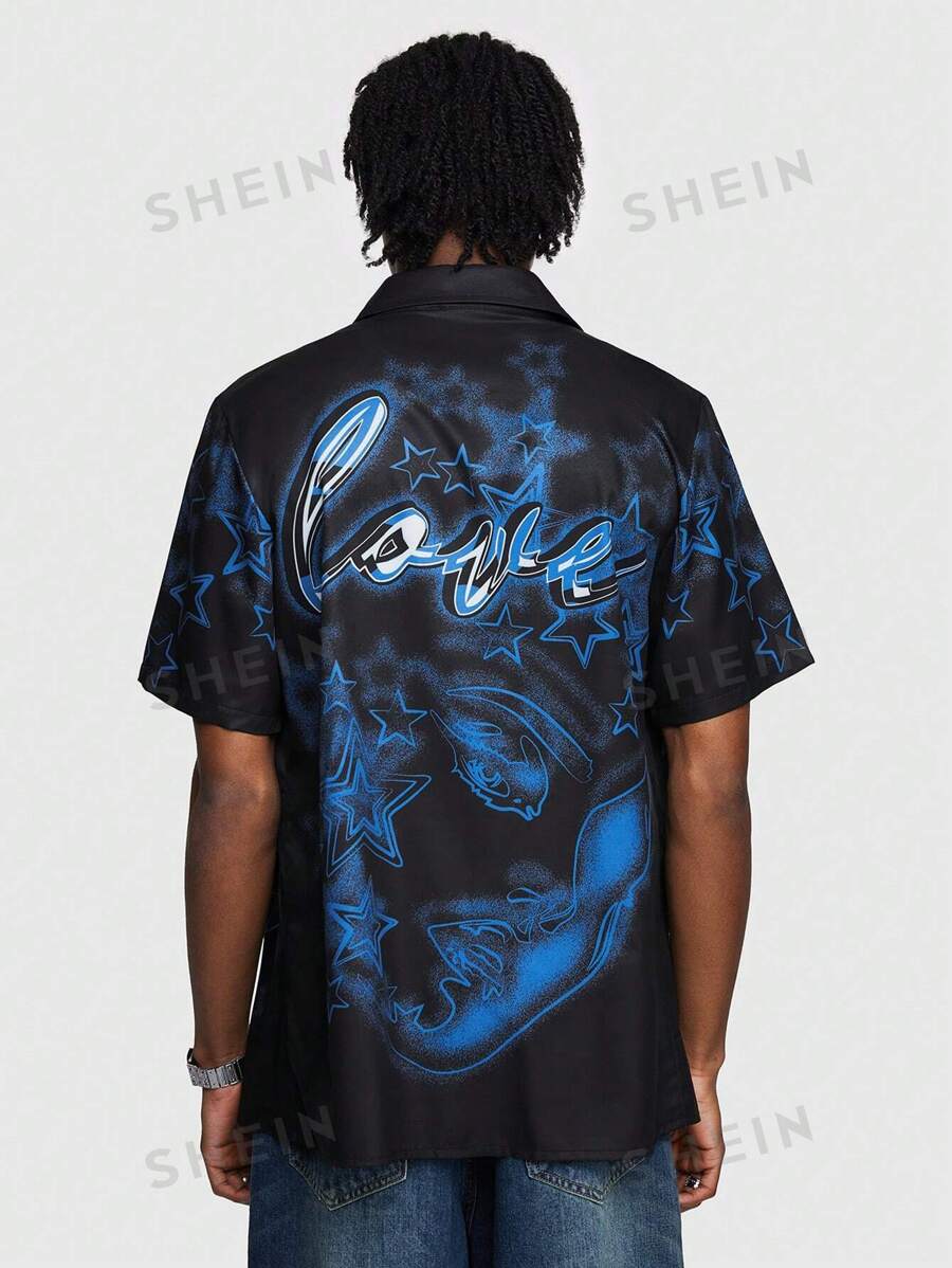 13796 1t-006 Camisa De Manga Corta Con Estampado De Estrellas