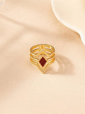 10619 1b-031 Anillo Geométrico Y Multicolor Con Esmalte Y Capas De Rombos