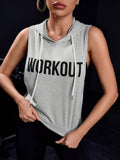 11522 1t-011 Sudadera Con Capucha Sin Mangas Para Mujer Con Impresión De Letras Para Deportes