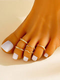 11250 1b-070 5 Piezas/set Conjunto De Anillos De Pie Con Diseño Geométrico Simple Y Elegante Para Mujeres Y Niñas