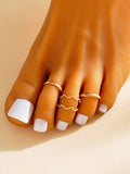 11249 1b-058 4 Piezas/set Anillo De Pie Con Decoración De Elementos Geométricos Dorados De Moda Simple Adecuado Para Mujeres Y Niñas