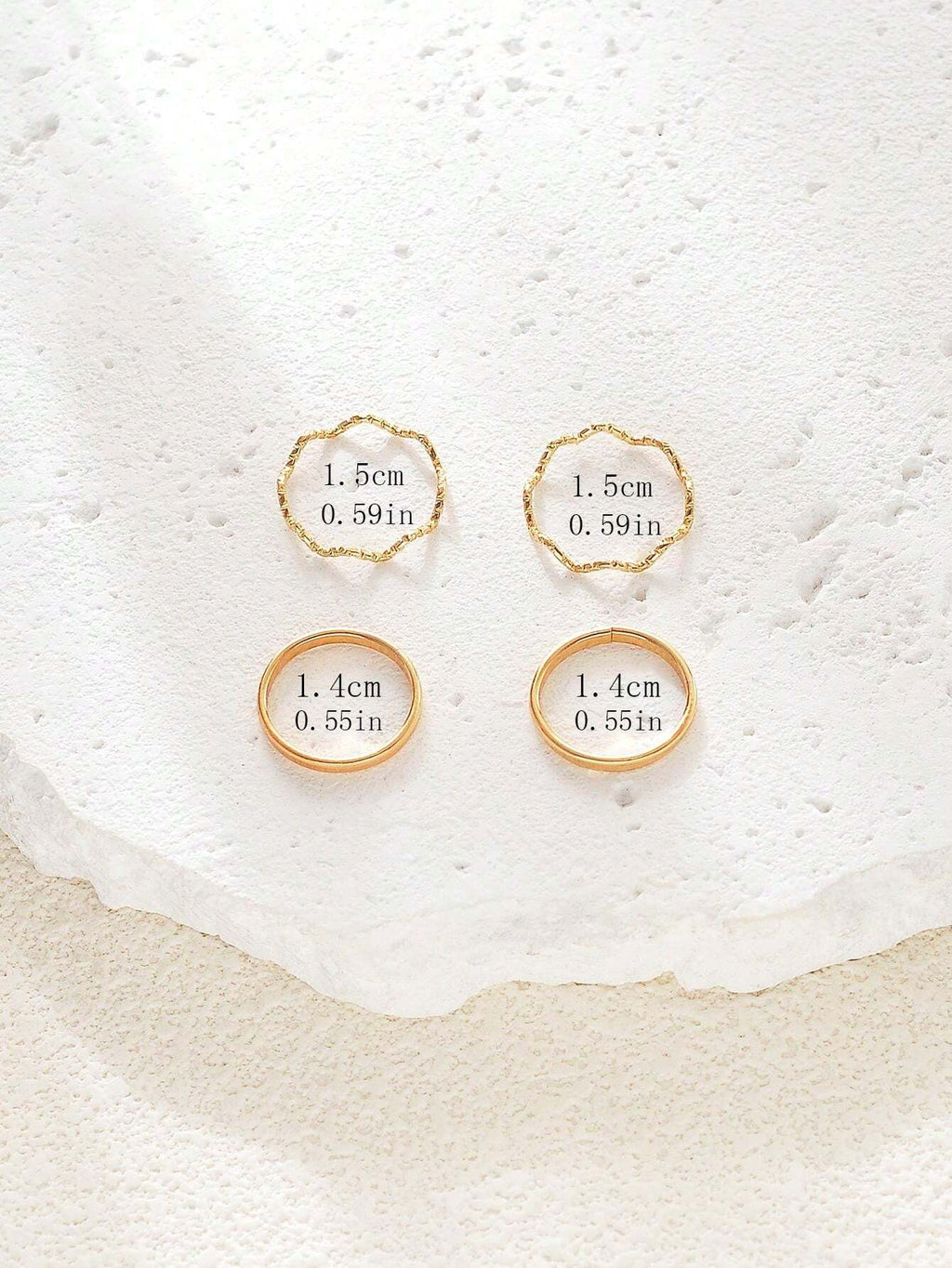 11249 1b-058 4 Piezas/set Anillo De Pie Con Decoración De Elementos Geométricos Dorados De Moda Simple Adecuado Para Mujeres Y Niñas