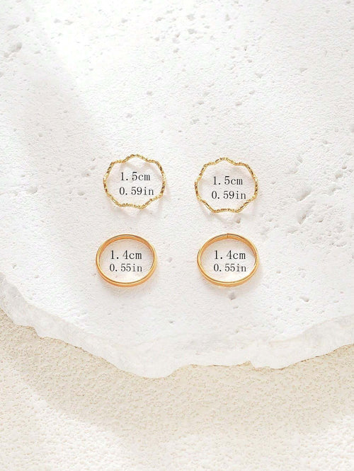 11249 1b-058 4 Piezas/set Anillo De Pie Con Decoración De Elementos Geométricos Dorados De Moda Simple Adecuado Para Mujeres Y Niñas
