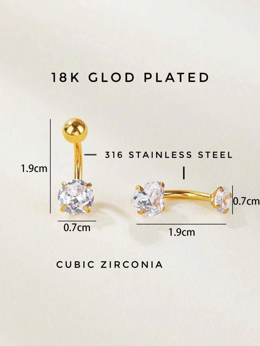 10007 1b-031 Dos Piezas de piercing de ombligo De Acero Inoxidable