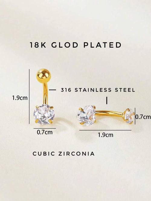 10007 1b-031 Dos Piezas de piercing de ombligo De Acero Inoxidable