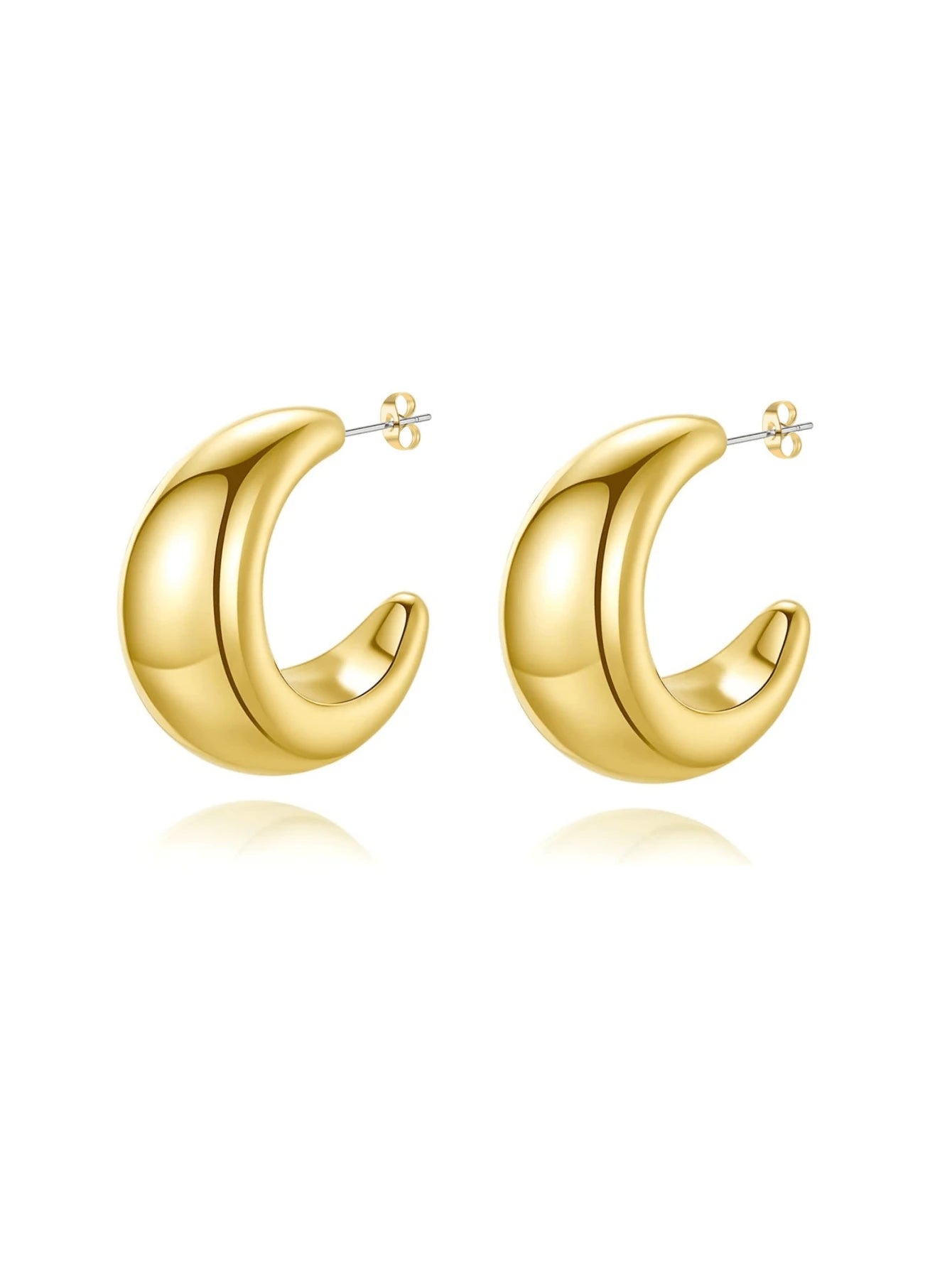 11236 B03-07 1 Par De Pendientes De Botón Con Nuevo Diseño De Luna De Tamaño Medio Y Color Dorado Para Mujeres