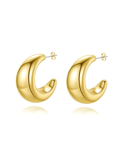 11236 B03-07 1 Par De Pendientes De Botón Con Nuevo Diseño De Luna De Tamaño Medio Y Color Dorado Para Mujeres