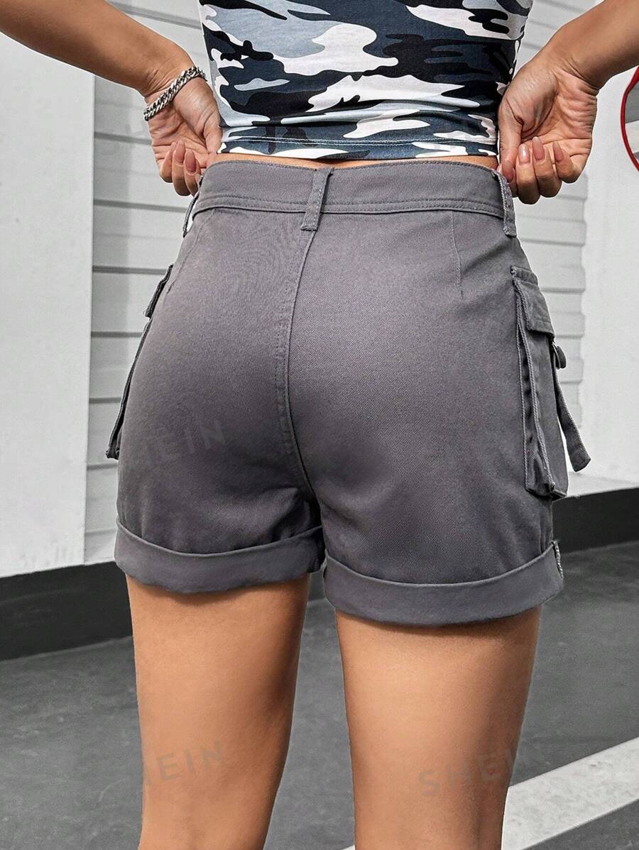 11594 1t-007 Shorts De Denim De Utilidad Para Mujer