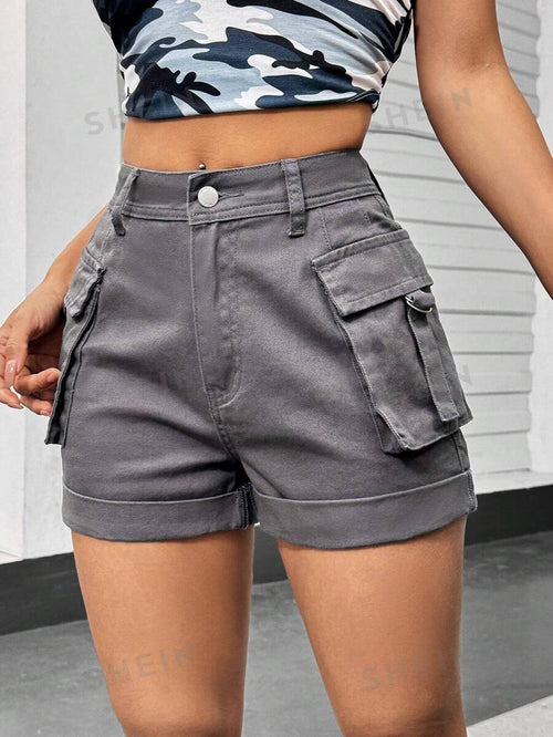 11594 1t-007 Shorts De Denim De Utilidad Para Mujer