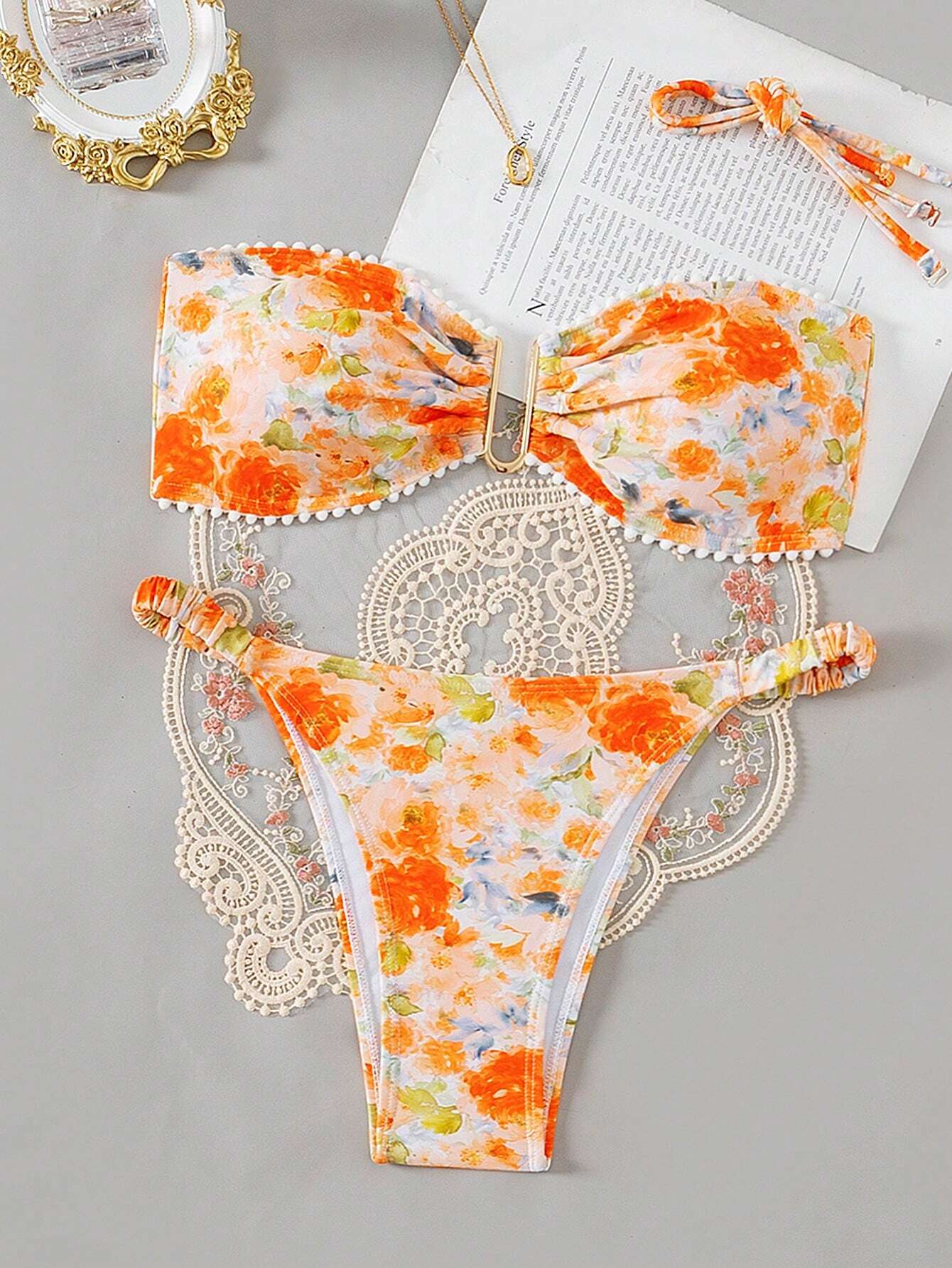 17065 1a-004 Conjunto de bikini de estampado floral 2 Pzas