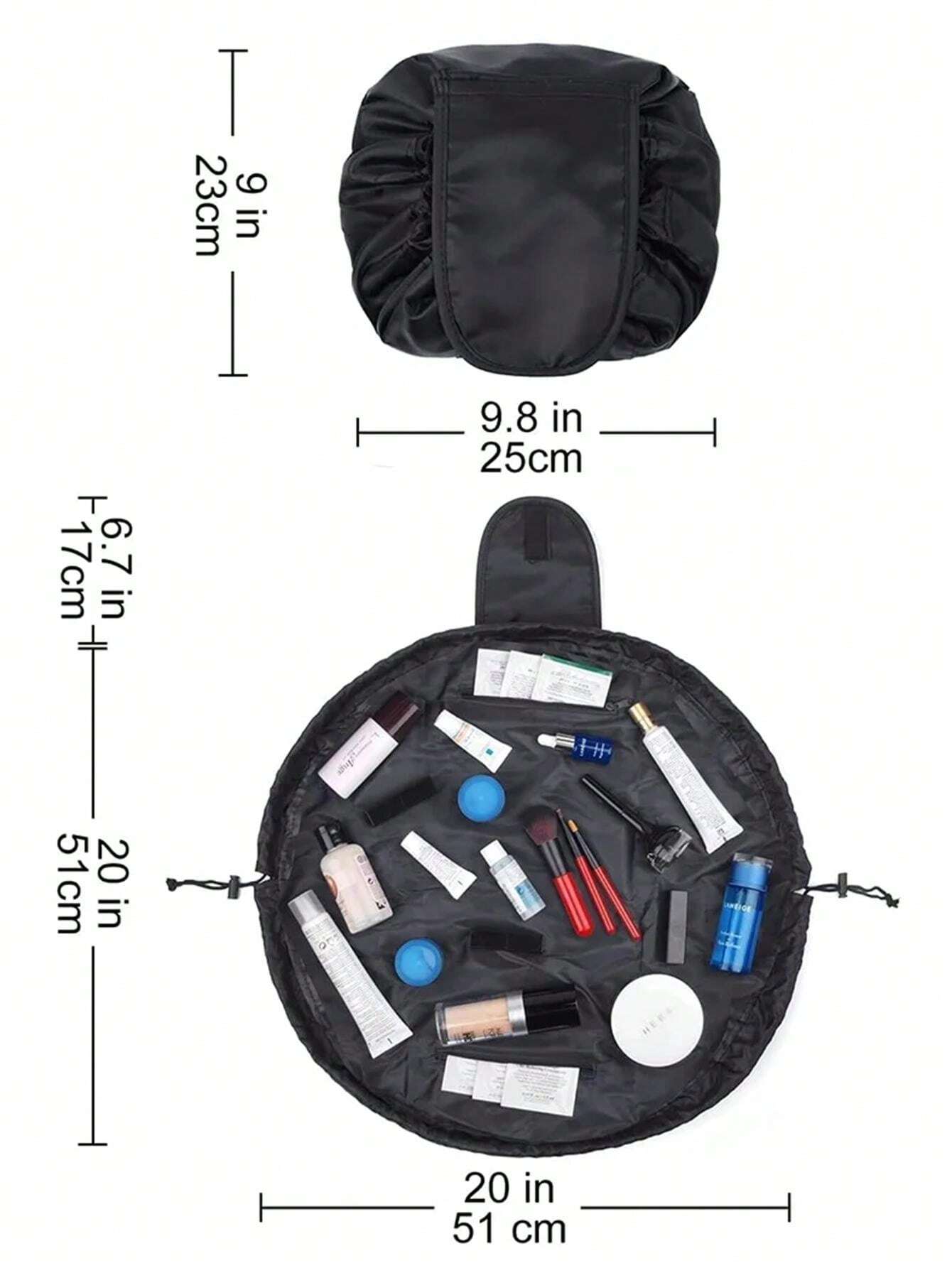 14801 1c-025 Bolsa de maquillaje cosmética rosa organizadora de artículos de tocador con cordón