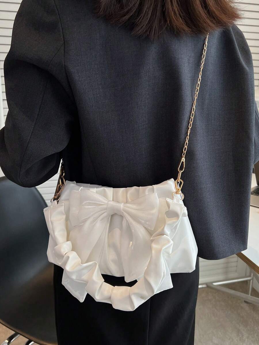 14920 1c-03-13 Bolso Ligero Con Decoración De Lazo Y Fruncido