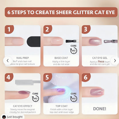 19080 1b-075 Esmalte Magnético De Glitter Holográfico Cat-eye 10 mL