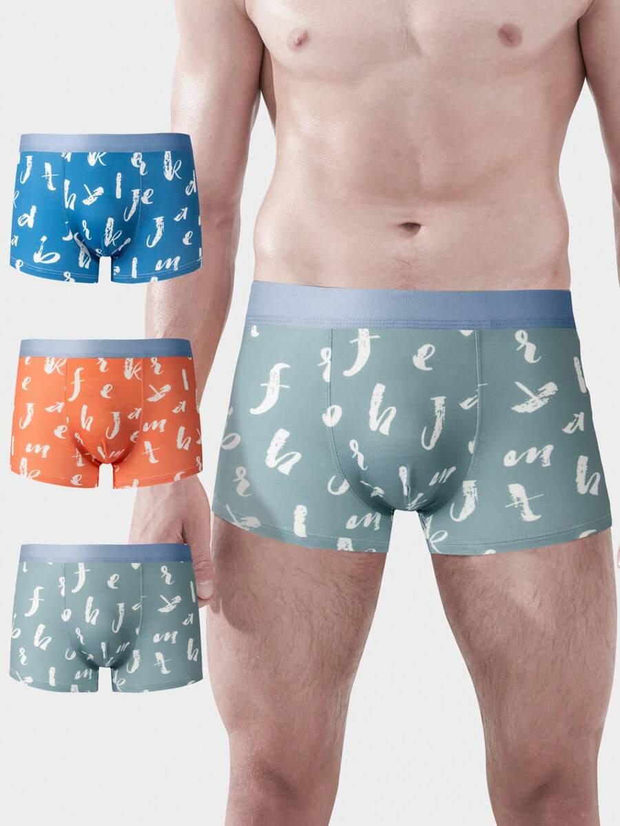 13883 2a-01-18 Bóxers 1 pieza Cortos Para Hombre Con Letras Impresas