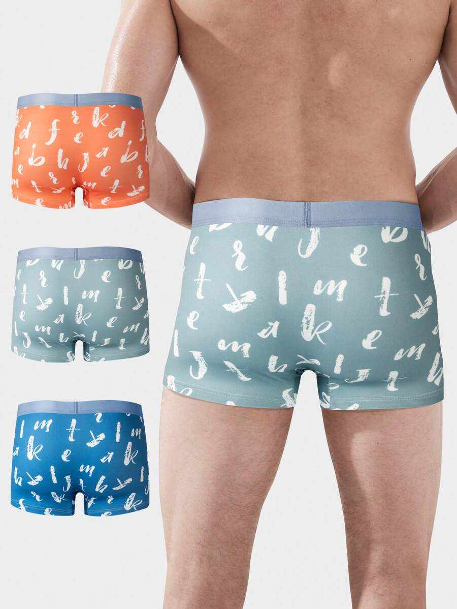 13883 2a-01-18 Bóxers 1 pieza Cortos Para Hombre Con Letras Impresas
