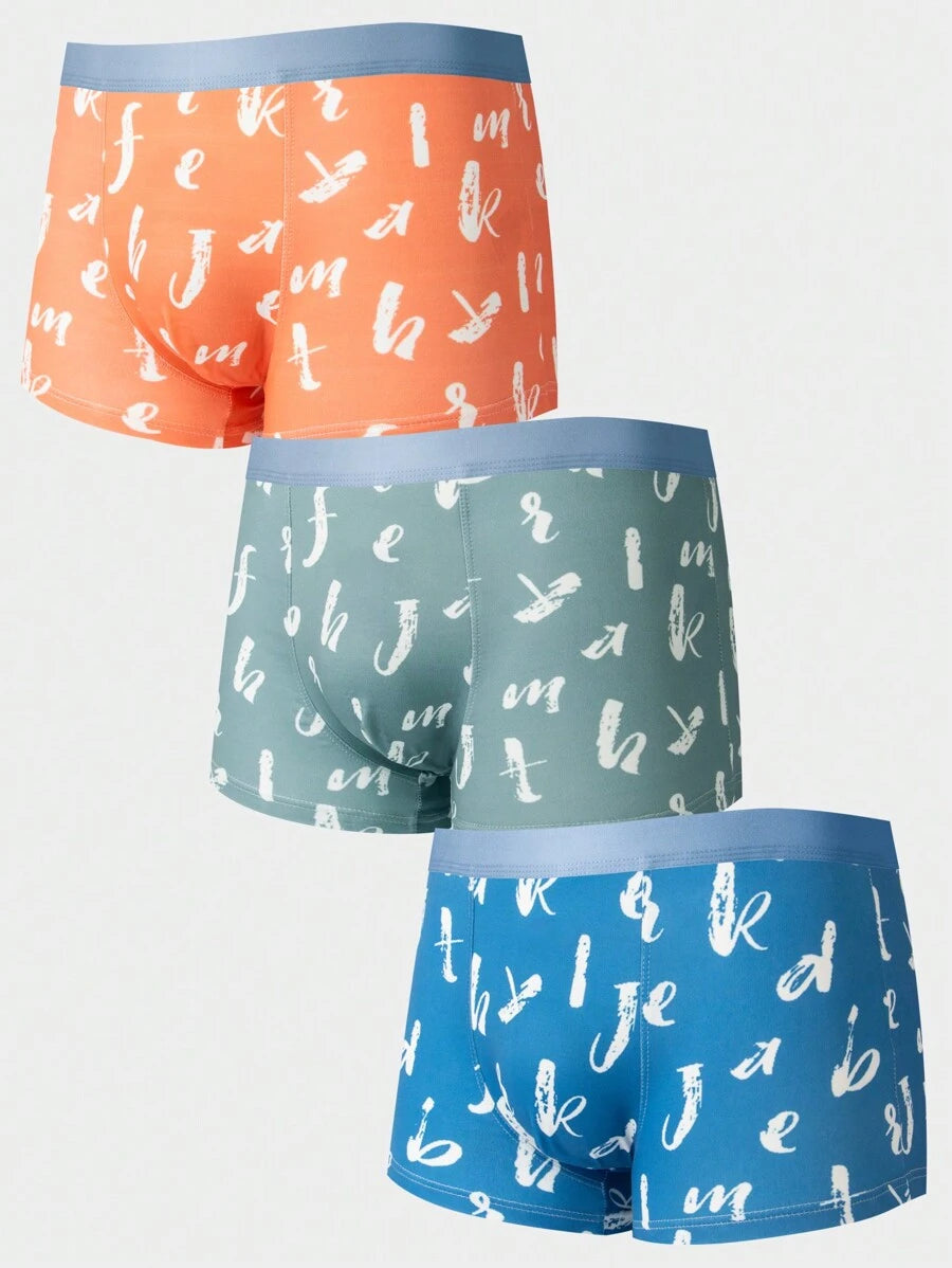 13883 2a-01-18 Bóxers 1 pieza Cortos Para Hombre Con Letras Impresas