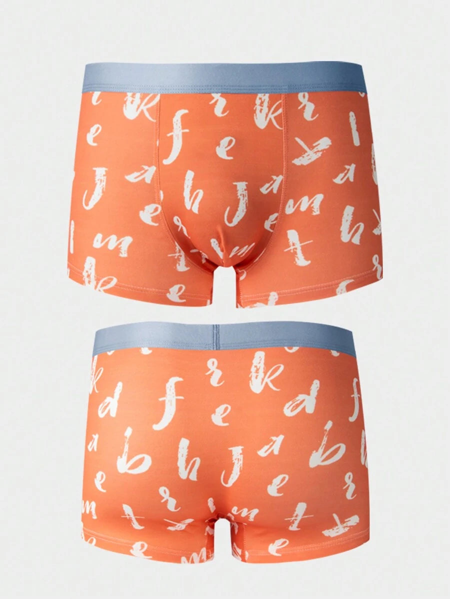 13883 2a-01-18 Bóxers 1 pieza Cortos Para Hombre Con Letras Impresas
