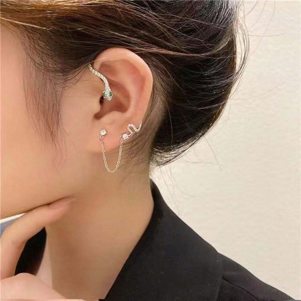 11360 1b-010 1 Pieza Peinado De Corte De Oreja Con Forma De Serpiente Y Un Juego De Aros