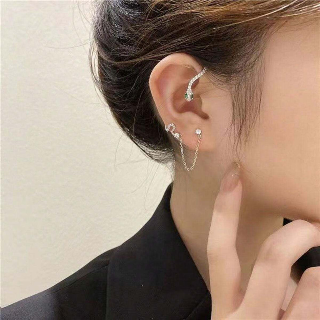 11360 1b-010 1 Pieza Peinado De Corte De Oreja Con Forma De Serpiente Y Un Juego De Aros