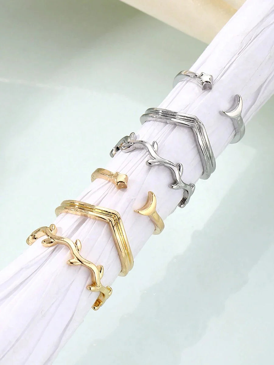 10278 1b-001 6 Piezas/set Anillos Minimalistas De Metal Geométricos Para Dedos De Pie